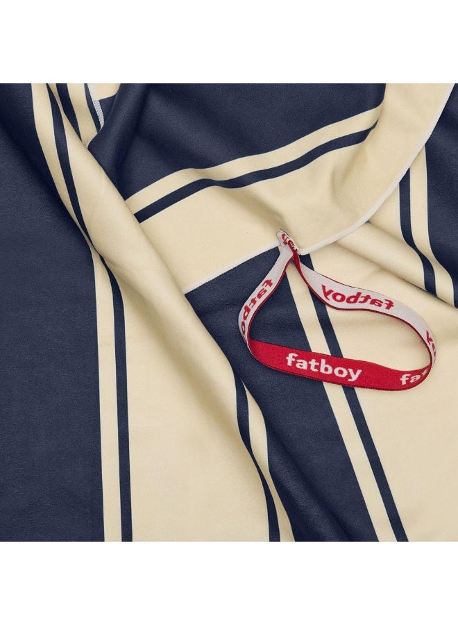 Fatboy Beach Baggy Towel with inflatable Pillow (XL) Lightweight | Quick drying | UV grade: 8 | Ground pin included | Pillow coating is airtight and waterproof | 200x90 cm - Stripe Navy Blue - Image 3